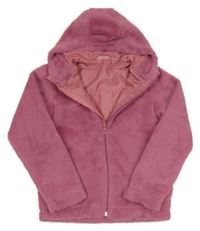 Růžová kožešinová podšitá bunda s kapucí Pepperts