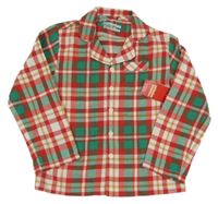 Nové - Zeleno-červeno-bílý kostkovaný pyžamový kabátek 
