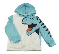 Bílo-světlemodrá mikina s dinosurem a kapucí Shein