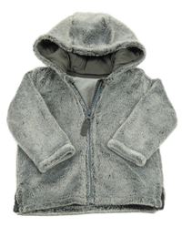 Šedá plyšová propínací mikina s kapucí Nutmeg 