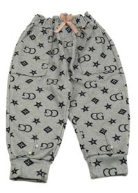 Šedé teplákové kalhoty s logy Gucci