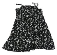 Černé lehké květované propínací šaty C&A