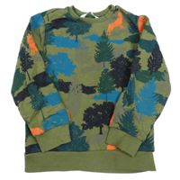 Khaki mikina se stromy a vlky M&S