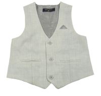 Šedo-stříbrná plátěno/saténová společenská vesta Eve&Milo