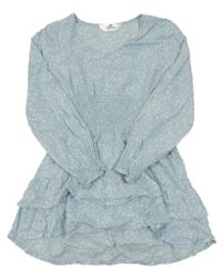 Světlemodré kytičkované šaty s volánky H&M