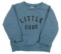 Modrošedá mikina s nápisem 