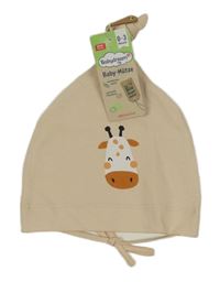 Nové - Béžová bavlněná čepice se žirafou Babydream