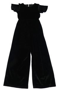 Černý sametový třpytivý culottes overal F&F