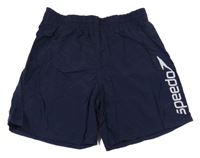 Tmavomodré šusťákové kraťasy s logem Speedo 