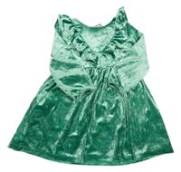 Zelené sametové šaty s volánky H&M