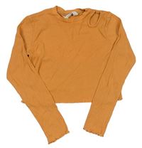 Oranžové žebrované crop triko s průstřihem H&M