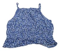 Modrý halenkový crop top s růžemi H&M