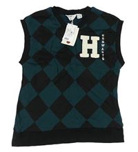 Černo-tmavozelená károvaná tepláková vesta s písmenkem - Harry Potter zn. H&M