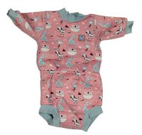 Světlerůžovo/světlemodré softshellové neoprenové body se zvířátky a parníčky Splash About