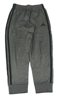 Tmavošedo-černé melírované sportovní tepláky zn. Adidas