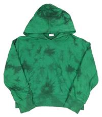Zeleno-khaki batikovaná crop mikina s kapucí GAP
