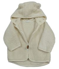 Smetanová chlupatá bunda s kapucí s oušky H&M