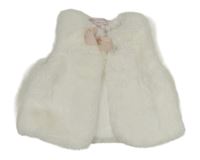 Bílá kožešinová podšitá vesta s mašlí CATHERINE MAlANdRINO