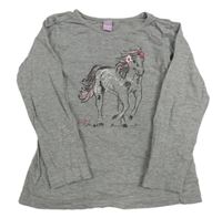 Šedé melírované triko s koníkem dopodopo