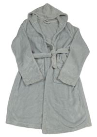 Světlešedý plyšový župan s kapucí DESTINATION