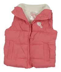 Růžová prošívaná šusťáková zateplená vesta se srdíčky YD