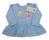 Nové - světlemodré teplákovo/tylové šaty s baletkami Peacocks