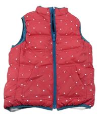 Malinová puntíkatá prošívaná šusťáková zateplená oboustranná vesta SeRGeNT MaJoR