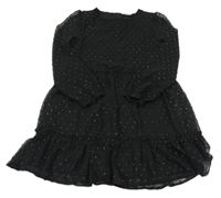 Černé vzorované šifonové šaty PRIMARK