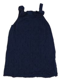 Tmavomodré perforované pletené šaty s volánky Tu