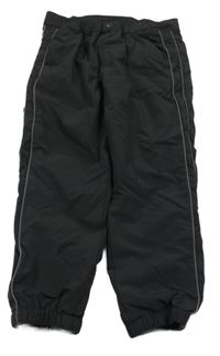 Černé cuff šusťákové podšité kalhoty s pruhy Uniglo