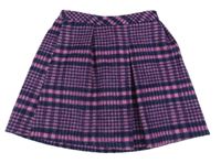 Tmavomodro-růžová kostkovaná vlněná sukně Nutmeg