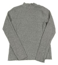 Šedý melírovaný žebrovaný úpletový rolák C&A