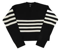 Černý crop svetr s bílými pruhy New Look