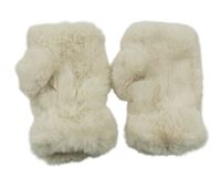 Smetanové kožešinové rukavice H&M