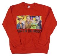 Červená mikina s potiskem AWDis