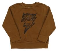 Hnědá mikina s bleskem/tygrem C&A