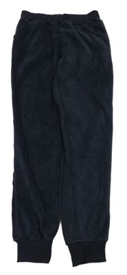 Tmavomodré plyšové kalhoty 