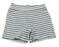 Bílo-tmavomodré pruhované/vzorované kraťasy PRIMARK