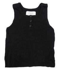 Černý žebrovaný crop top ZARA