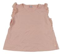 Světlerůžové tričko s volánky PETIT BATEAU
