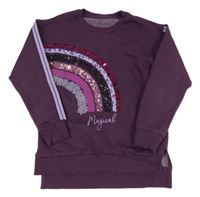 Purpurová mikina s duhou s flitry a pajetkama pruhy St. Bernard
