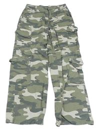 Army plátěné wide leg cargo kalhoty New Look