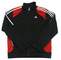 Černo-červená sportovní propínací mikina s logem Adidas