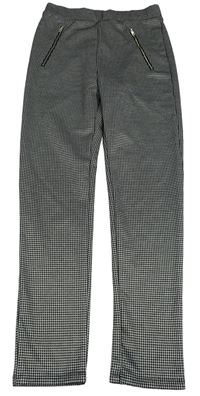 Černo-šedé kostkované tregíny se zipy Primark