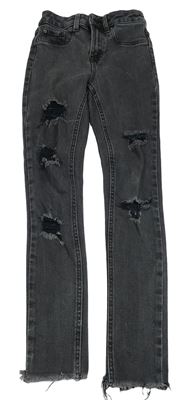 Tmavošedé high rise skinny rifle s prošoupáním New Look