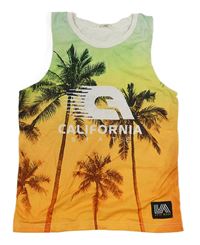 Zeleno-oranžové ombré síťované tílko s palmami H&M