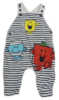 Bílo-černé pruhované laclové tepláky s Mr Men a přáteli George