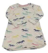 Béžové melírované teplákové šaty s koňmi H&M