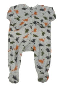 Šedý melírovaný chlupatý overal s dinosaury Pep&Co