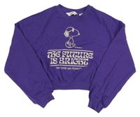 Fialová crop mikina se Snoopym zn. H&M